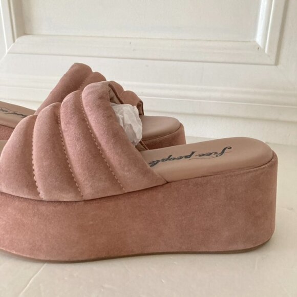 UIB Free People Almost Paradise Sand Suede Slip On Platforms Sz 37 - Picture 6 of 10